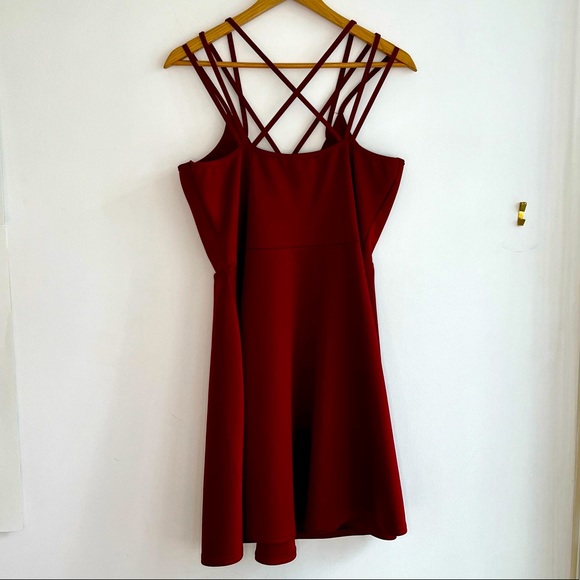Rich Red Cocktail Strapped Dress - Picture 2 of 3